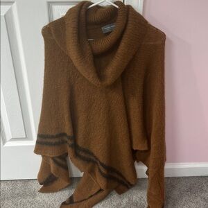 Wooden Ships Poncho S/M  Brown with Black Stripe